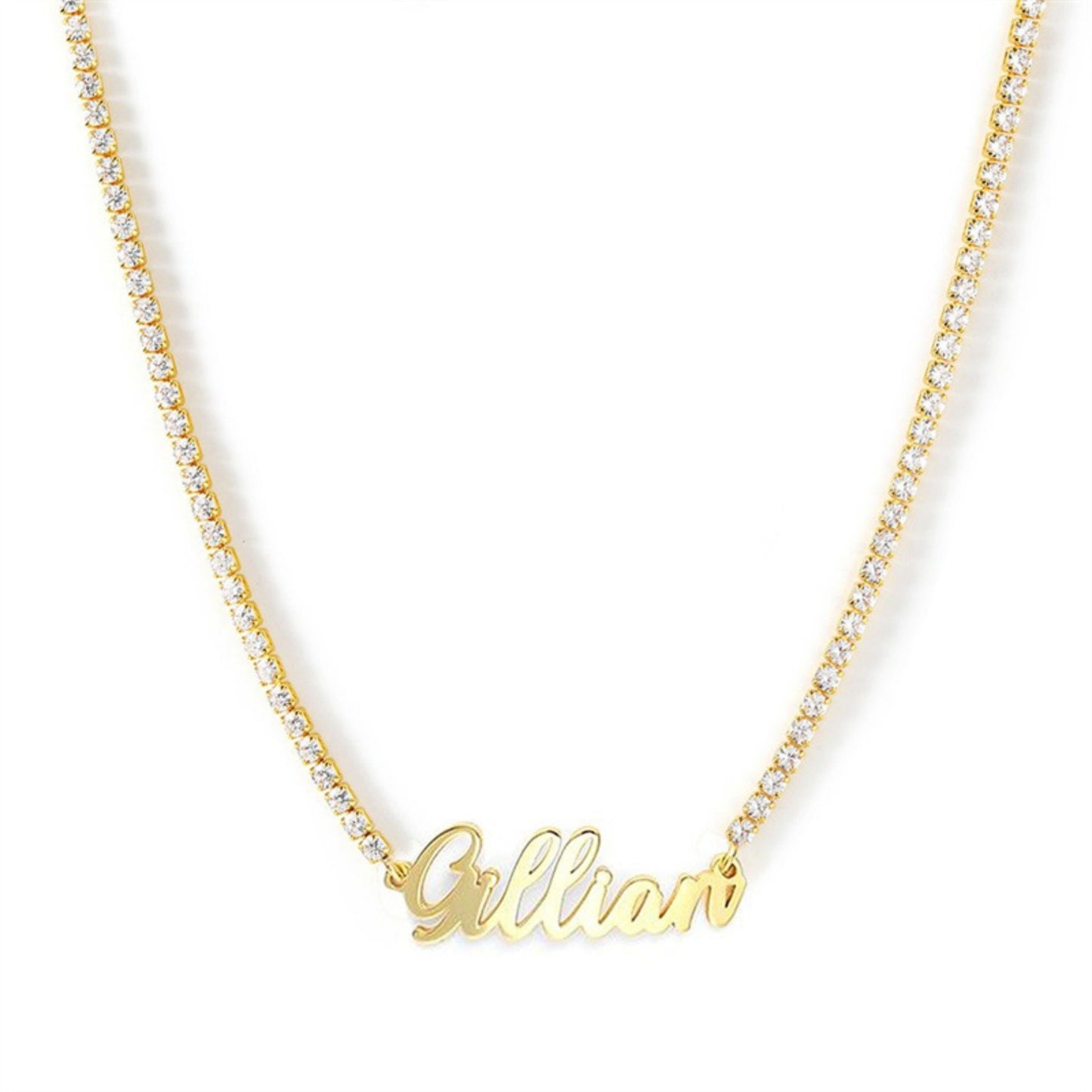 Diamond Studded Cuban Chain Name Necklace Personality