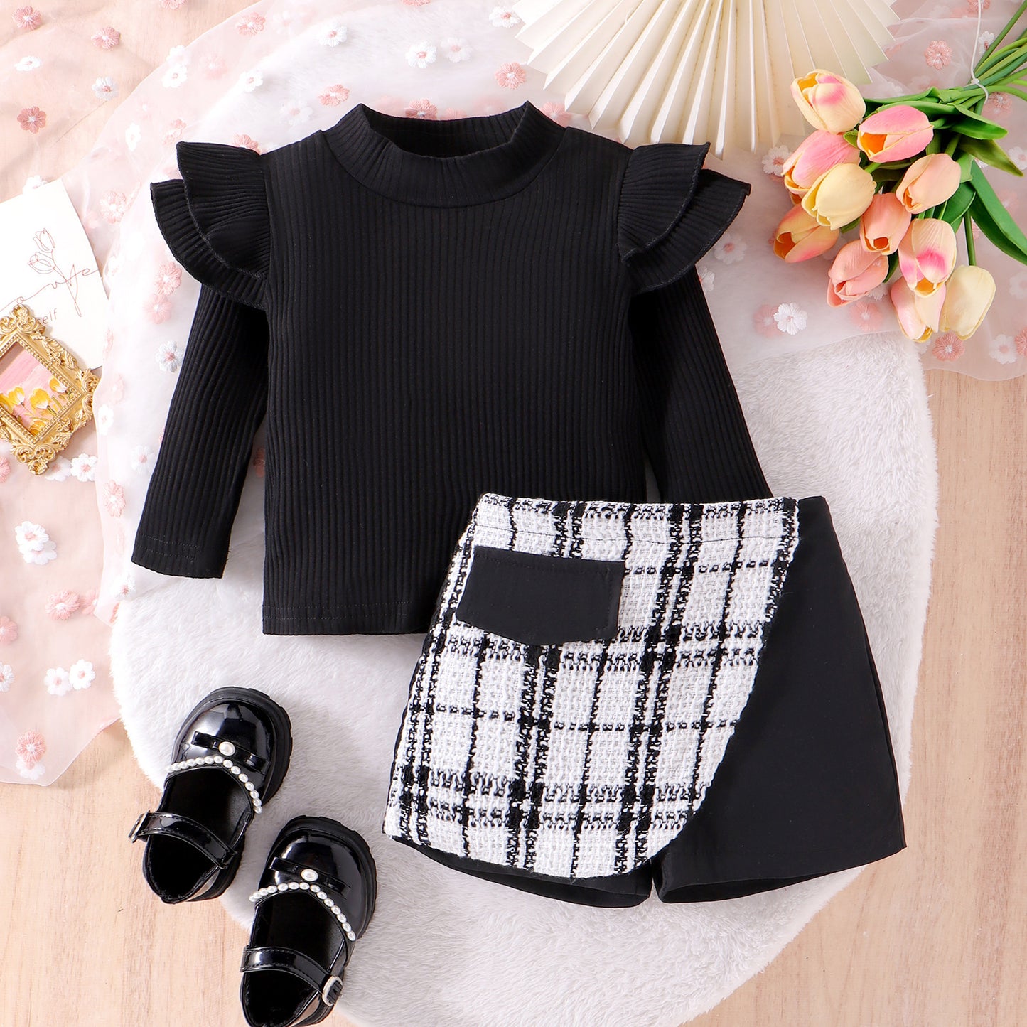 ✨ Ensemble Jupe & Haut Rayé – Style Chic pour Fillettes