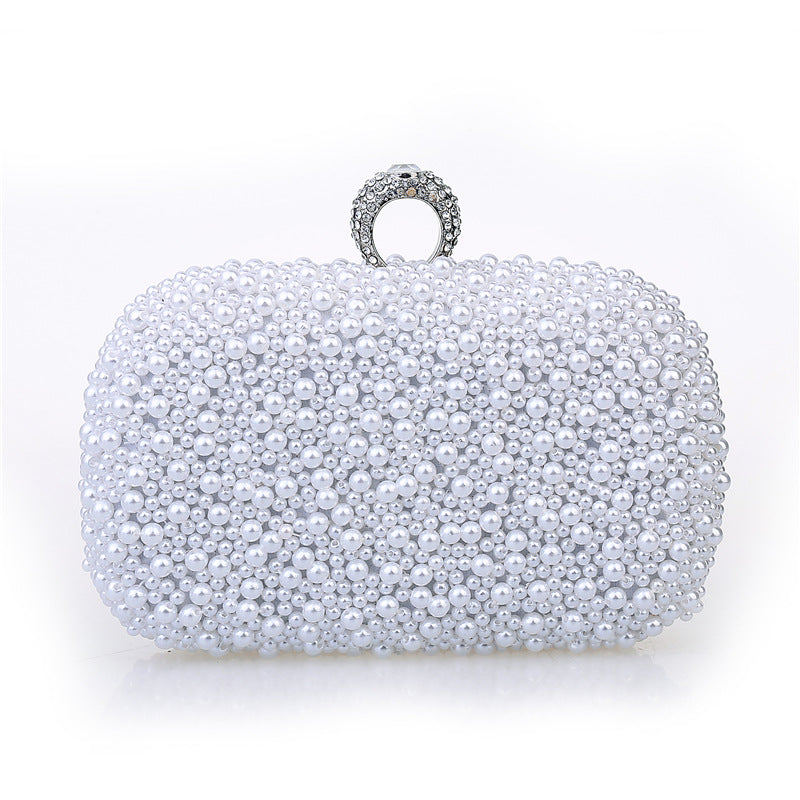 Sac De Soirée Perles Strass Beige Femme