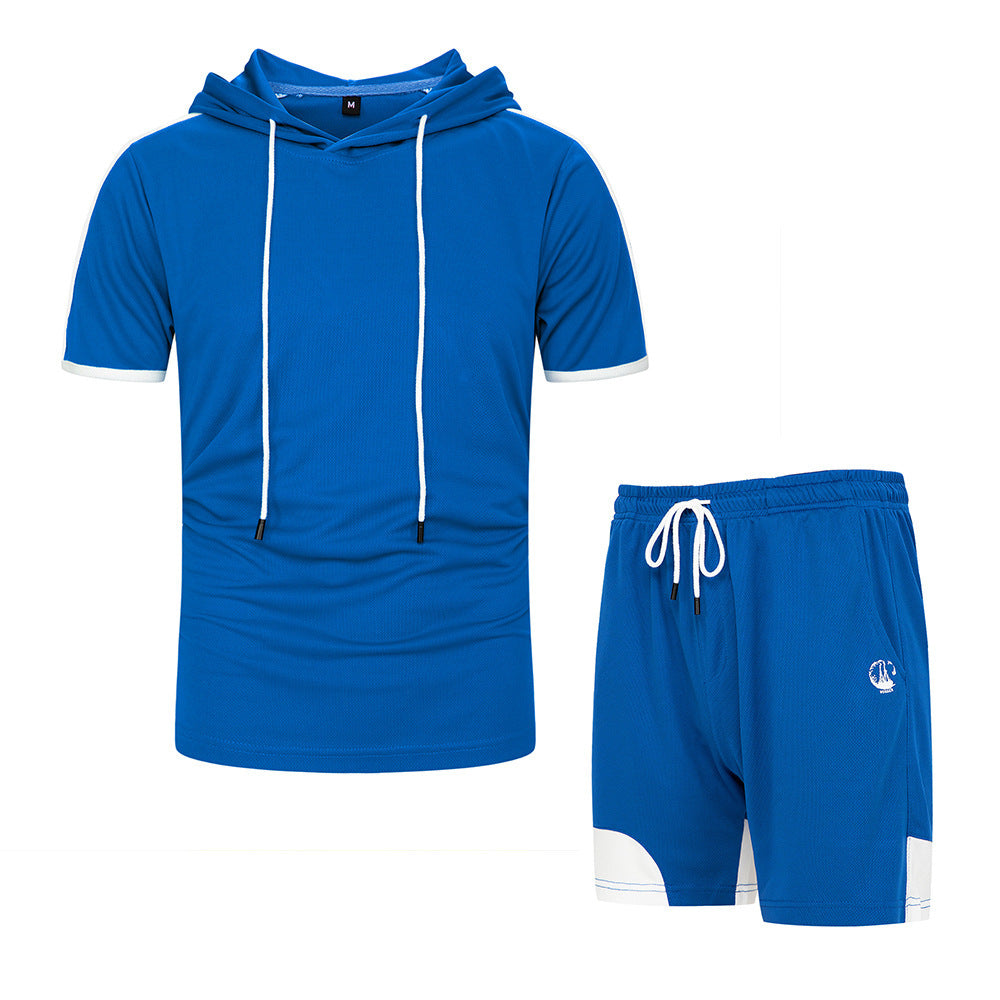Hooded Color Matching Suit Men's Casual Sports