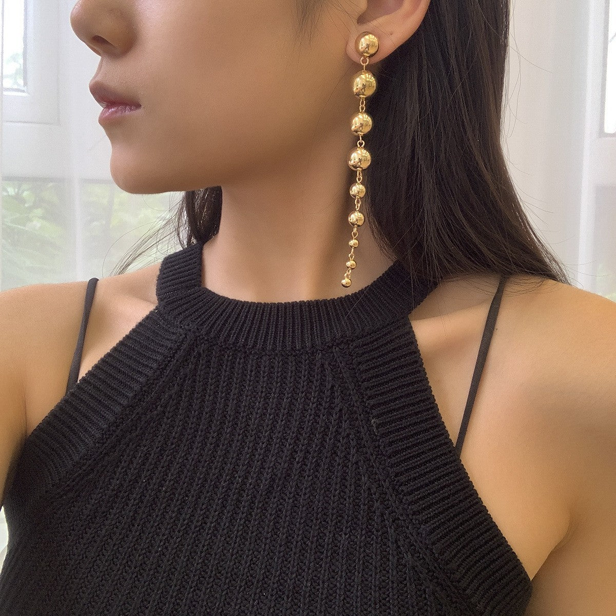 Punk Exaggerated Big Round Bead Trendy Retro CCB Chain Clavicle Necklace