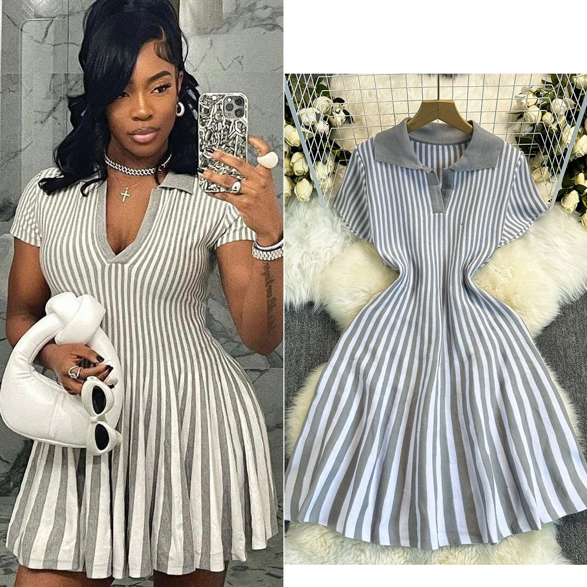 RetroLine Robe Pull Rayée Chic