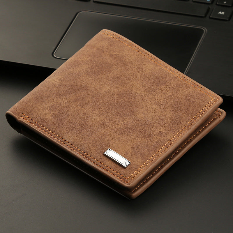 Portefeuille Homme Rétro en Cuir PU – Compact & Élégant