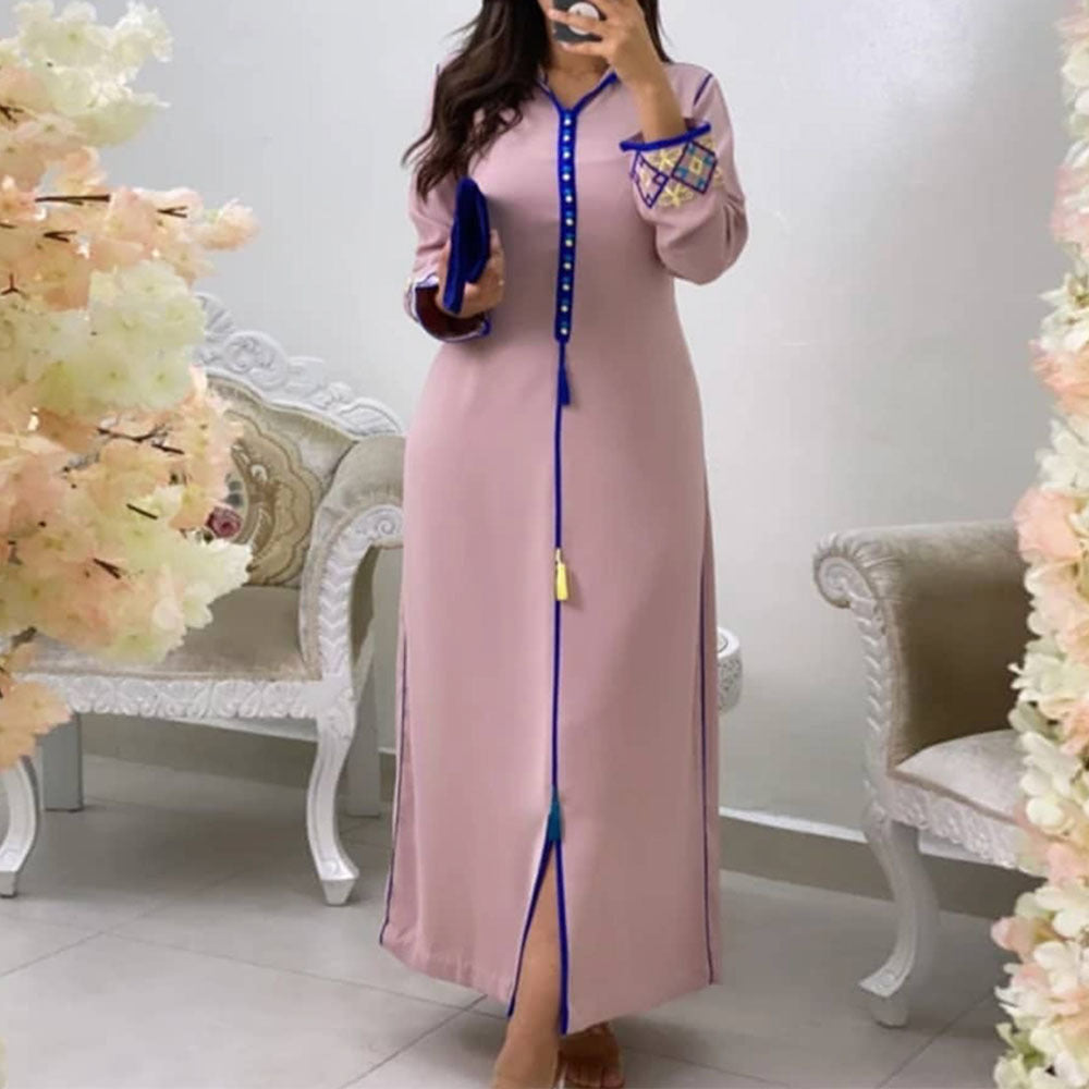 Mounass 🌿 – Robe Maxi Éthnique à Franges
