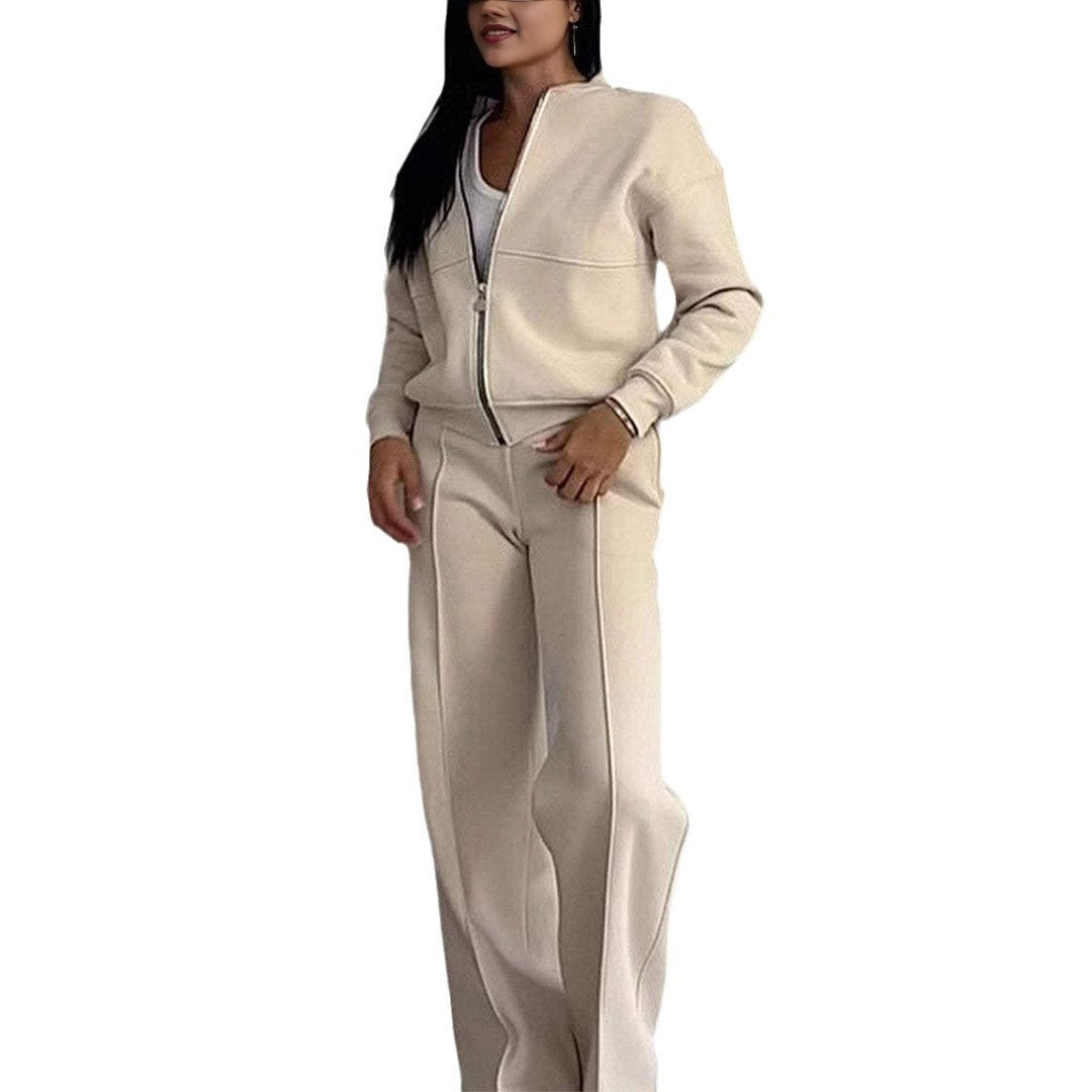 Ensemble de Sport Femme – Veste Zippée et Pantalon Large | Deux Pièces Tendance