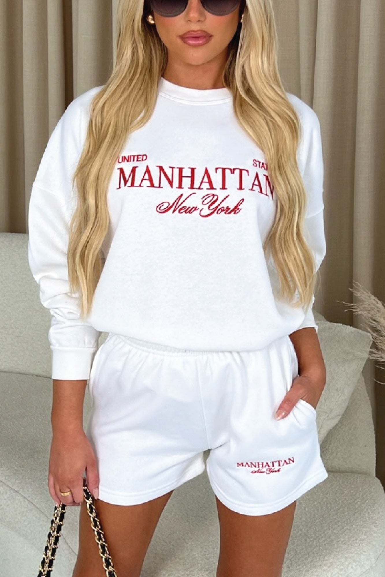 Women's Long Sleeved Hoodie And Shorts Set