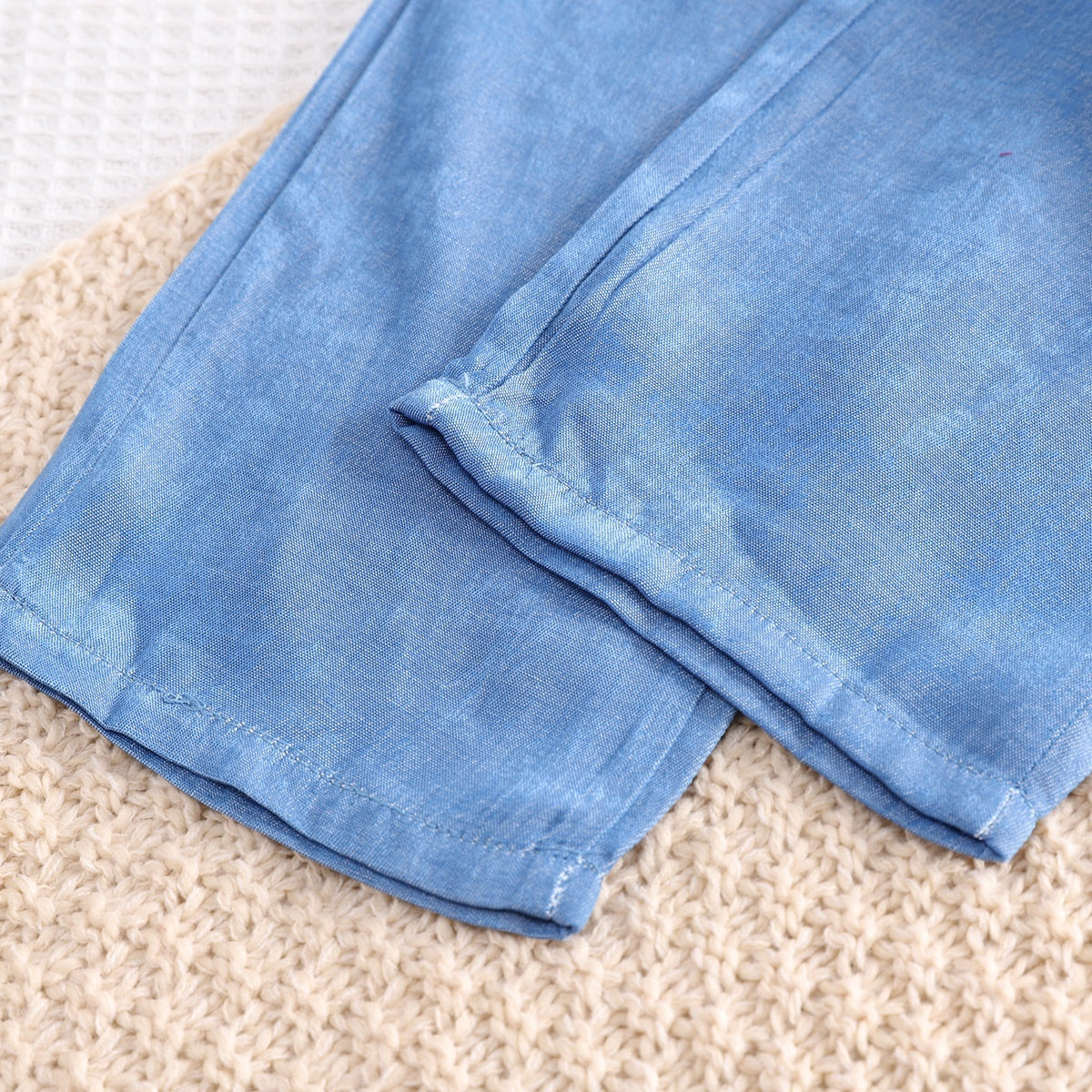 🤍Haut Smocké & Pantalon Large (2 Pièces)