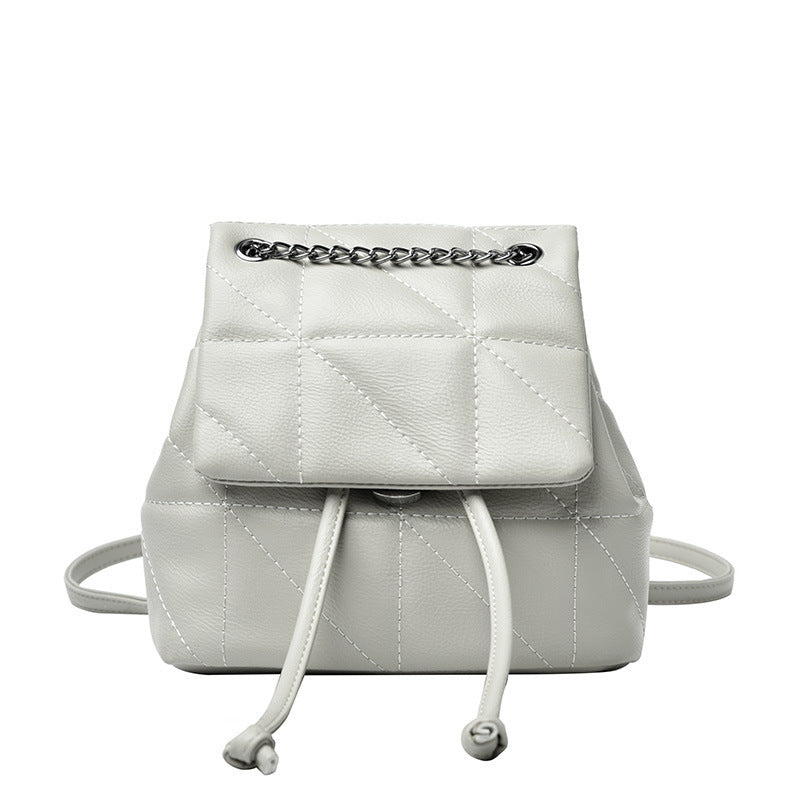 Soft Leather Small Fragrant Style Simple One-shoulder Portable Double-shoulder Small Backpack