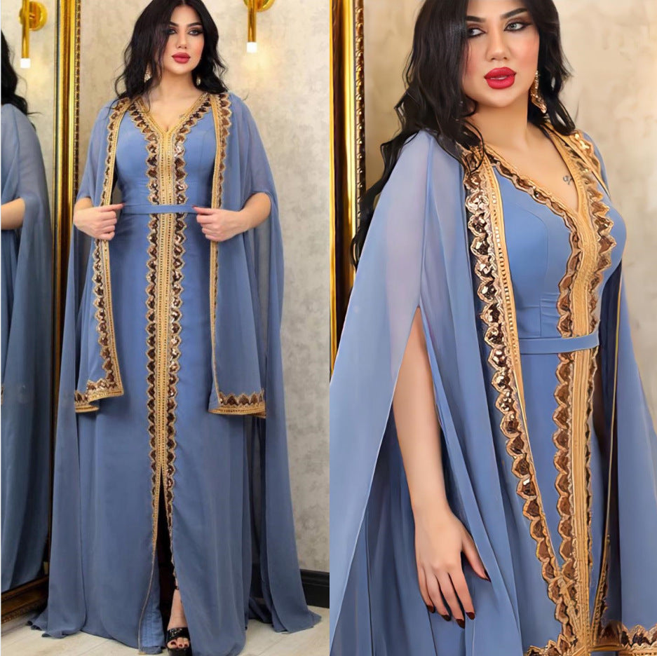 ✨ SAHRAA – Robe Kaftan Luxe à Sequins 🕌