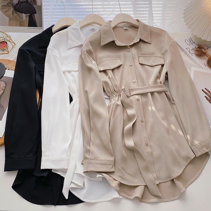 Small Design Lace Up Shirt Dress