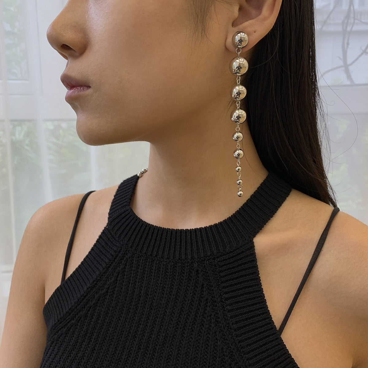 Punk Exaggerated Big Round Bead Trendy Retro CCB Chain Clavicle Necklace