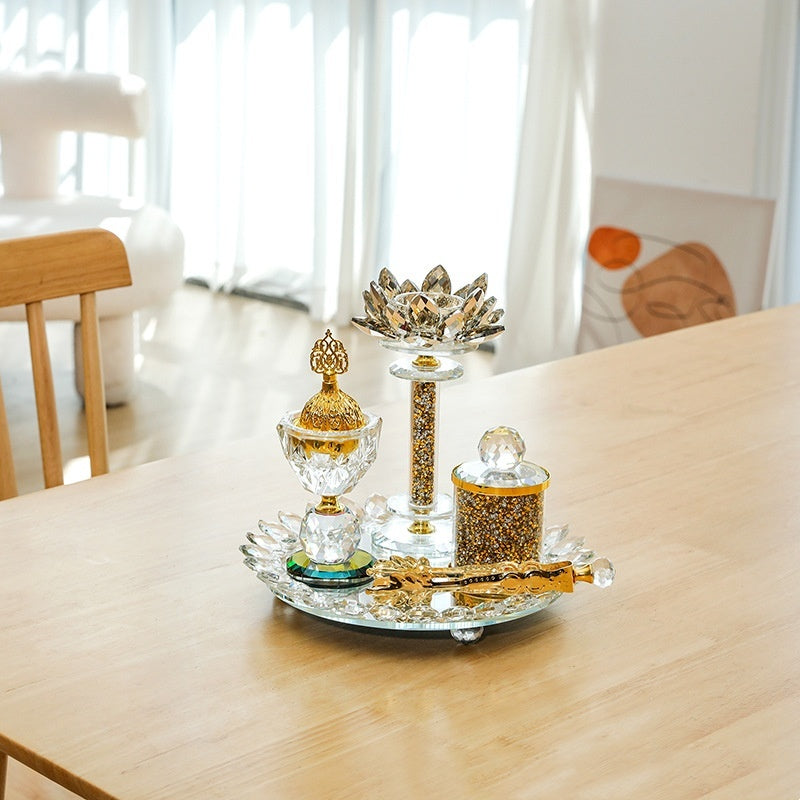 Aïcha – Brûleur d’encens Lotus Cristal (set 4 pièces) ✨