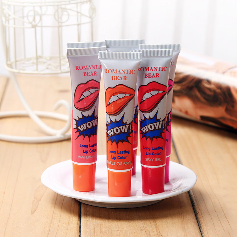 💋 ROMANTIC BEAR – Rouge à Lèvres Peel-Off 6 Couleurs Longue Tenue