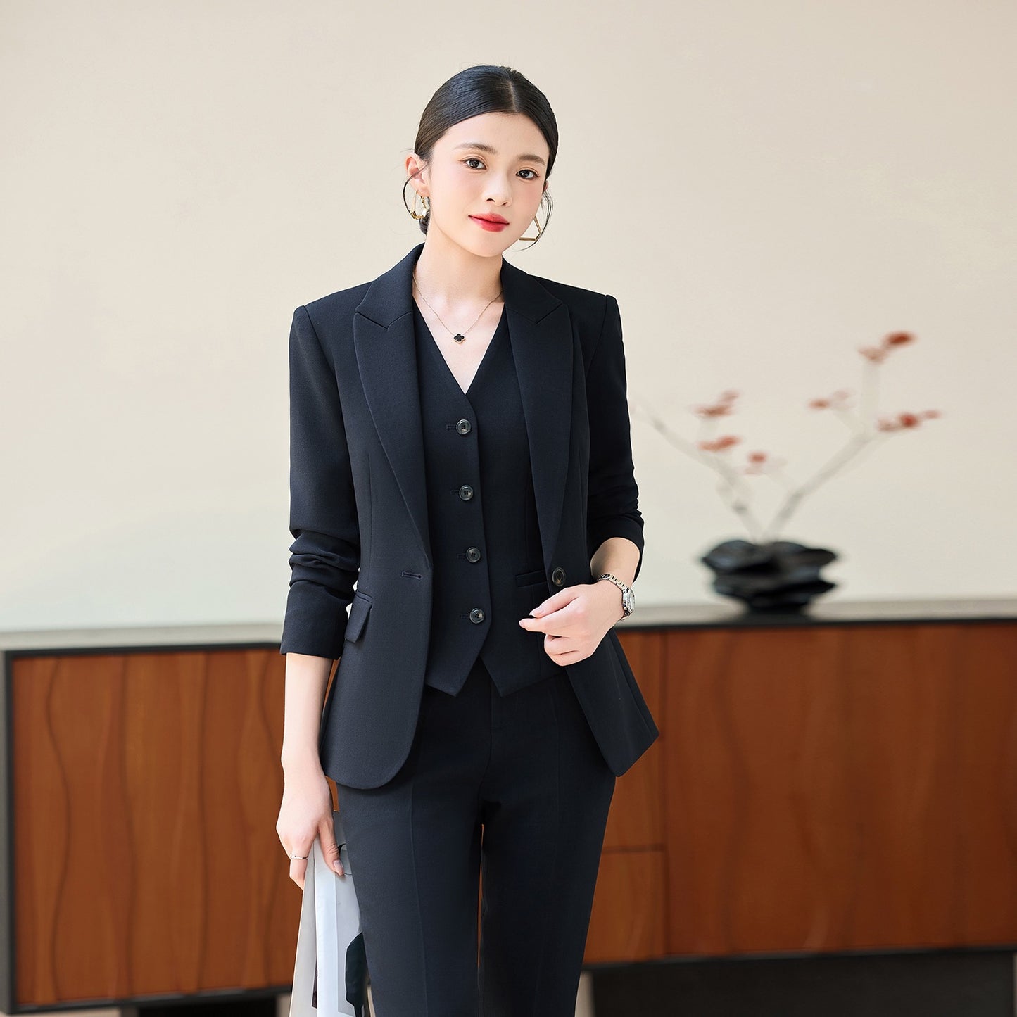 Tailleur Bureau Gilet Pantalon Court