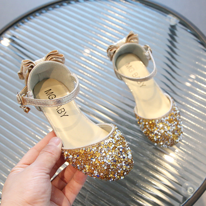 Girls' Leather Shoes Princess Shoes Crystal High Heels