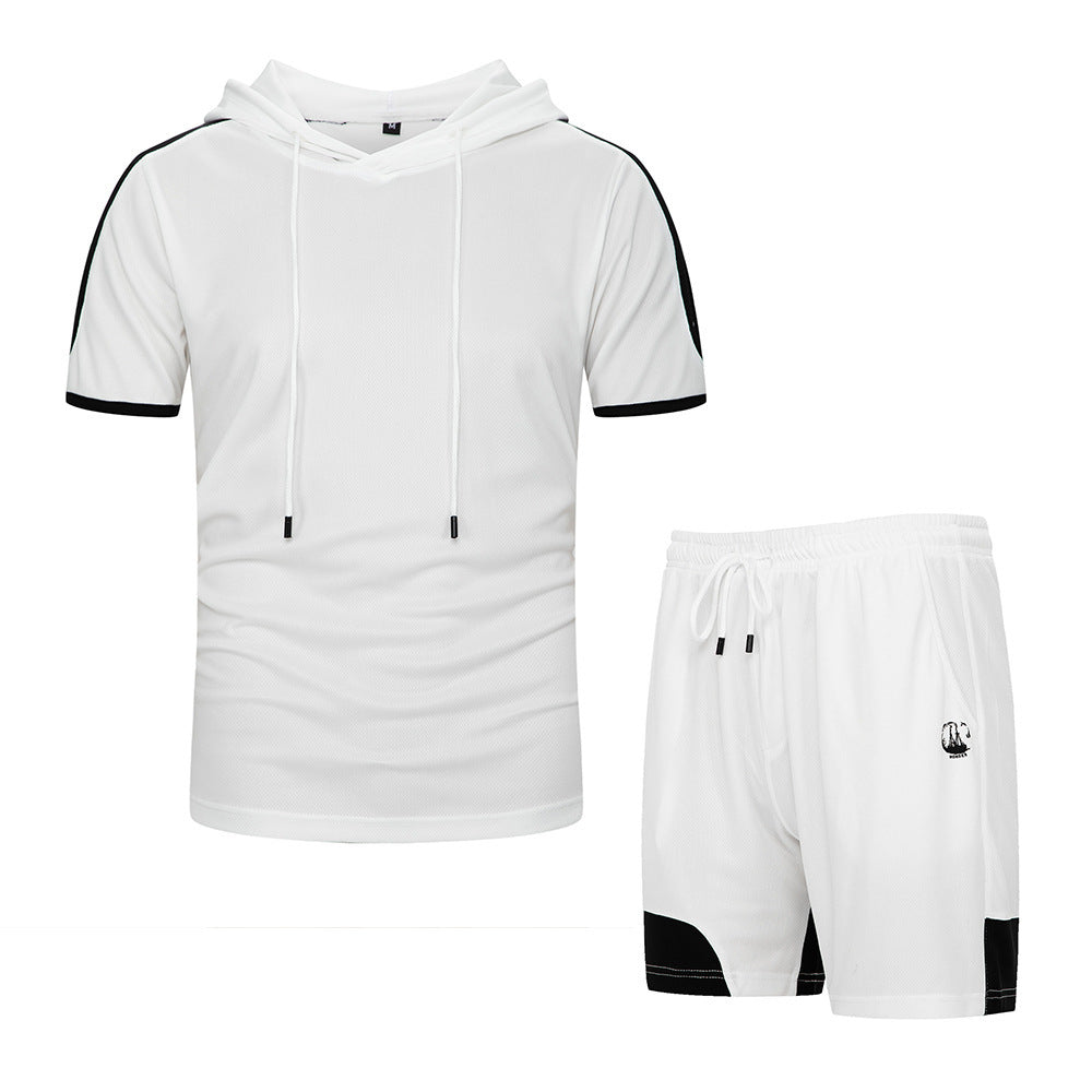Hooded Color Matching Suit Men's Casual Sports