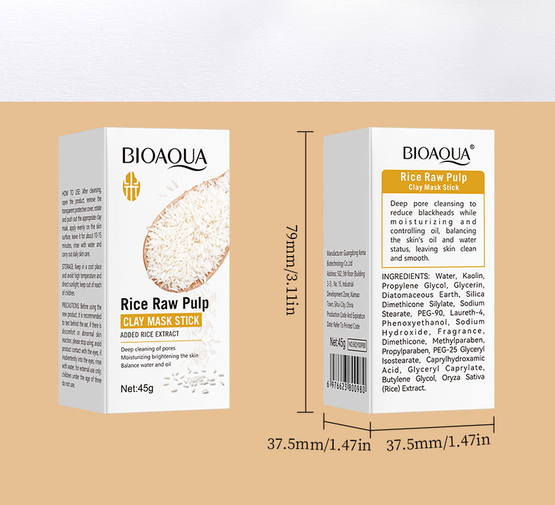 🌿 Bioaqua – Masque Stick Purifiant Riz & Argile Anti-Acné