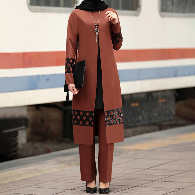 🌙 Assy🖤 – Ensemble Abaya & Pantalon Chic Oriental