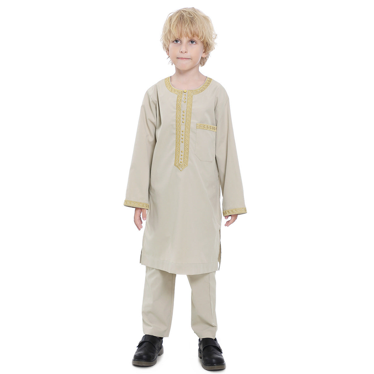 Middle East Teen Boy Embroidered Robe Suit