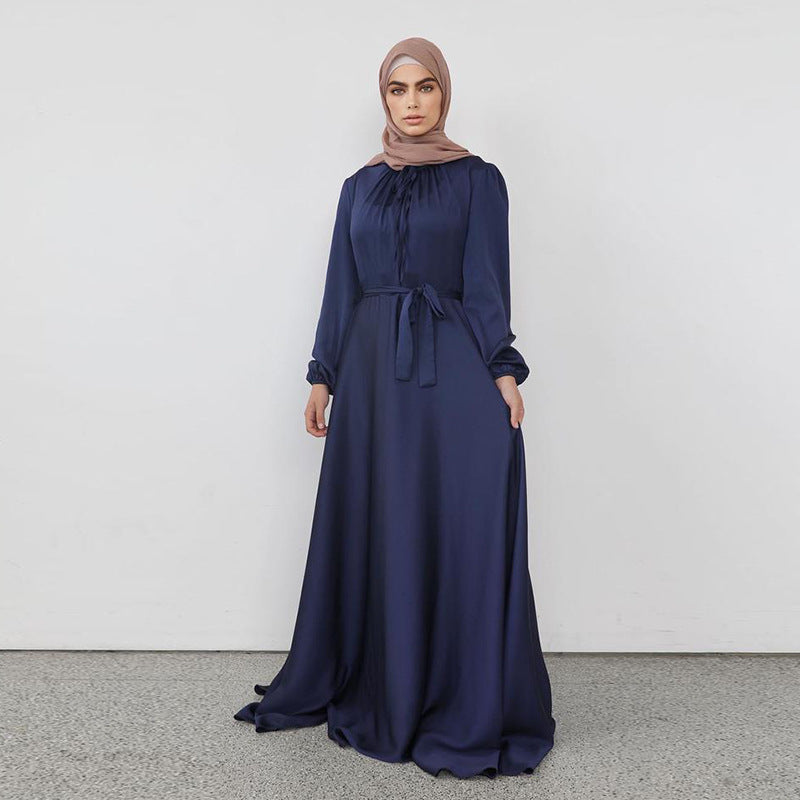 Robe Longue Femme Modeste – Style Moyen-Orient, Coupe Évasée Élégante