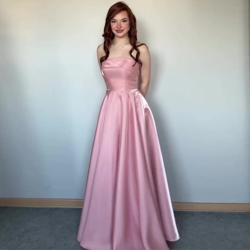 Tube Top Lace-up Waist-controlled Elegant Evening Dress