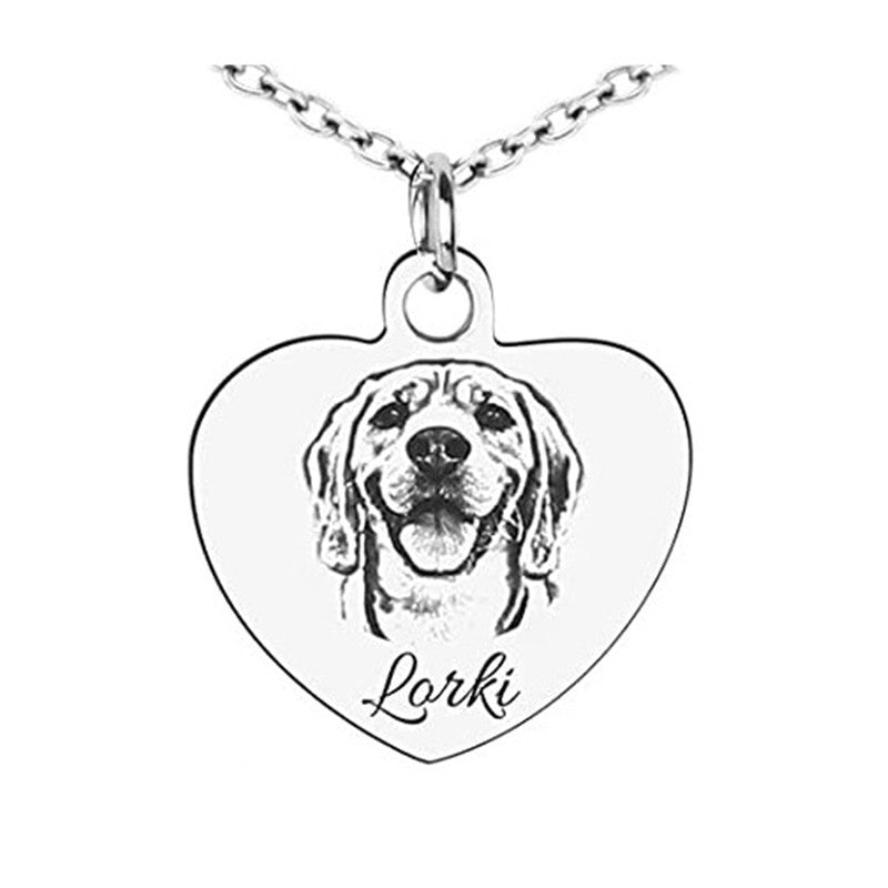 Pet Engraved Photo Picture Necklace Cat Dog Memorial