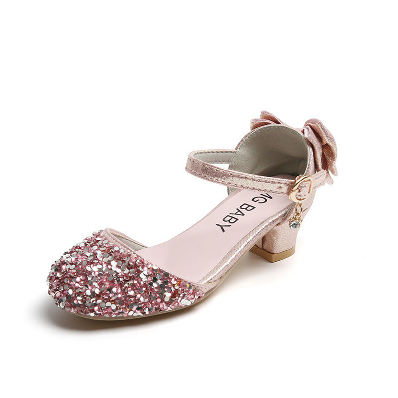 Girls' Leather Shoes Princess Shoes Crystal High Heels