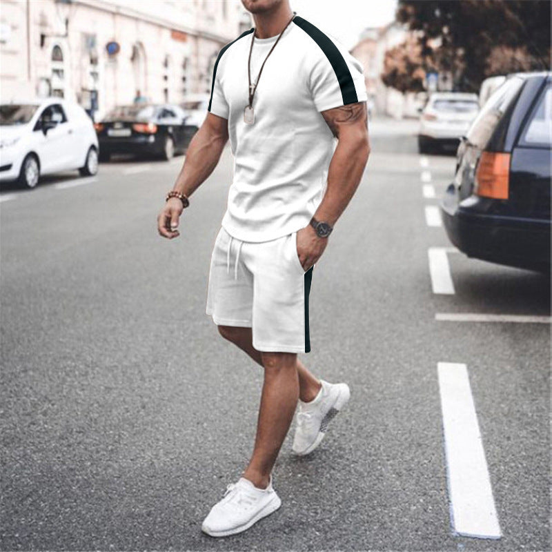 New Men's Short Sleeve Shorts Athletic Suit