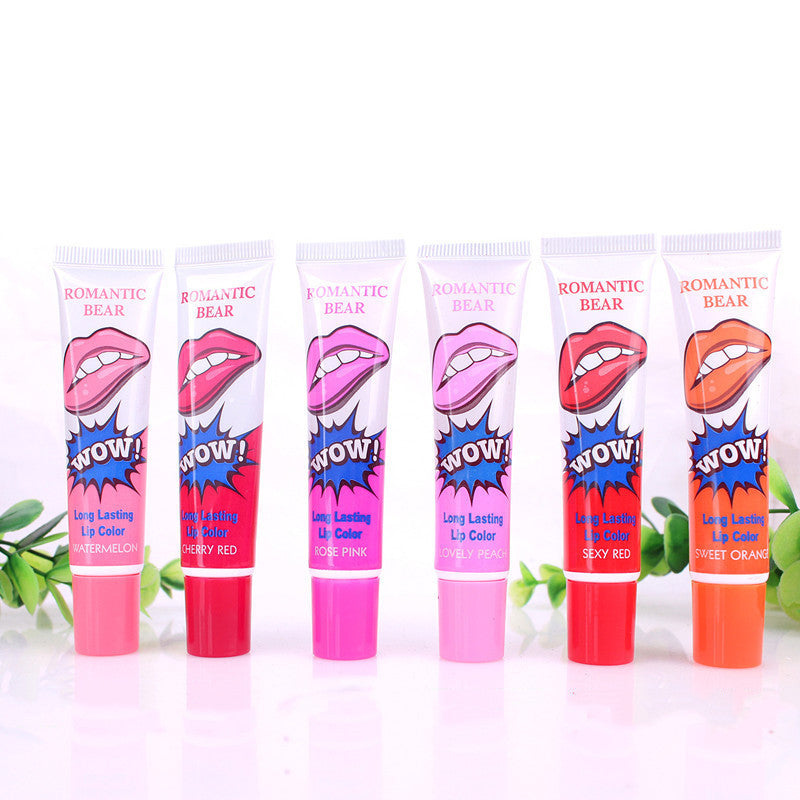 💋 ROMANTIC BEAR – Rouge à Lèvres Peel-Off 6 Couleurs Longue Tenue