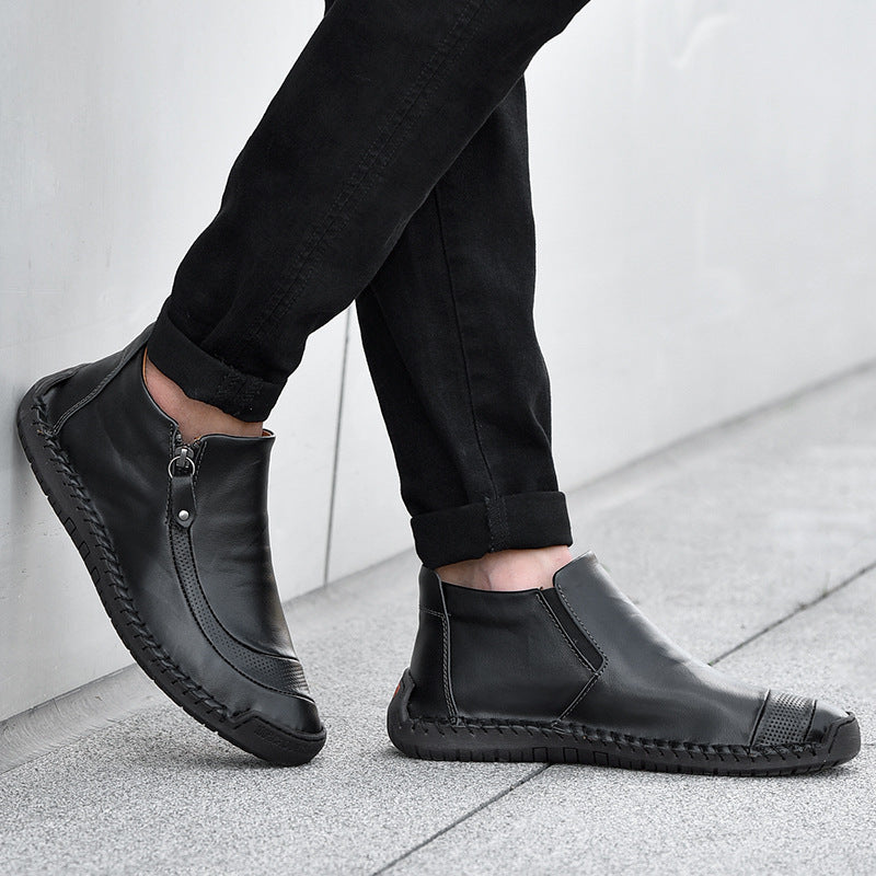 Men's Shoes Sewing Lazy Driving Shoes High Top