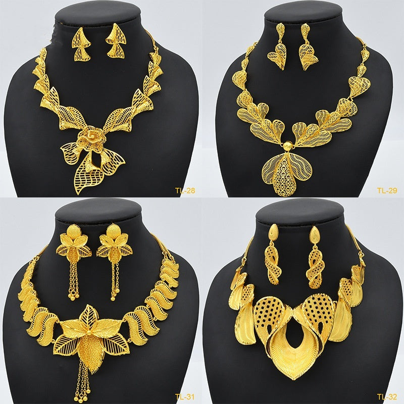 Ensemble Collier & Boucles d’Oreilles – Plaqué Or 24K