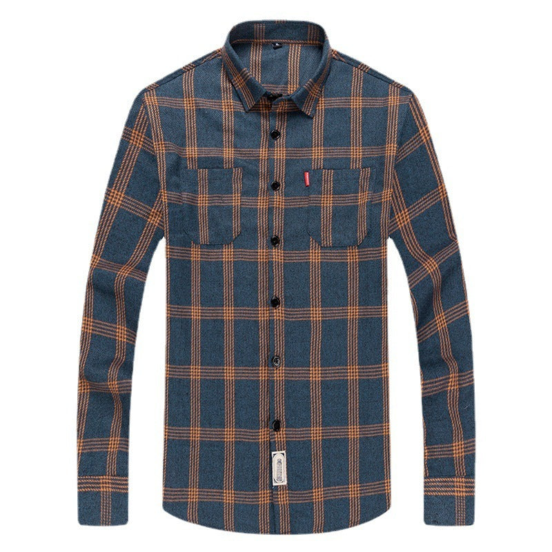 Men's Brushed Plaid Long Sleeve Shirt