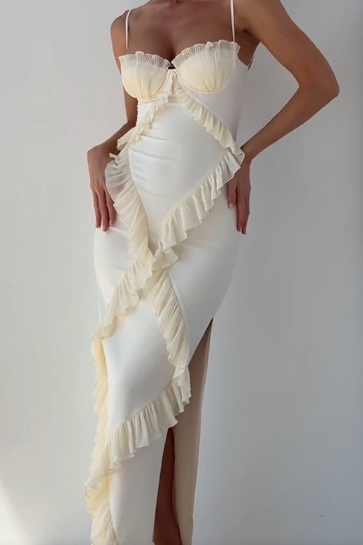GlamSlip Robe Fendue à Volants