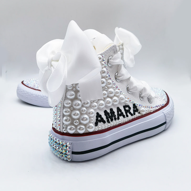 Children's Colorful Beaded Canvas Shoes