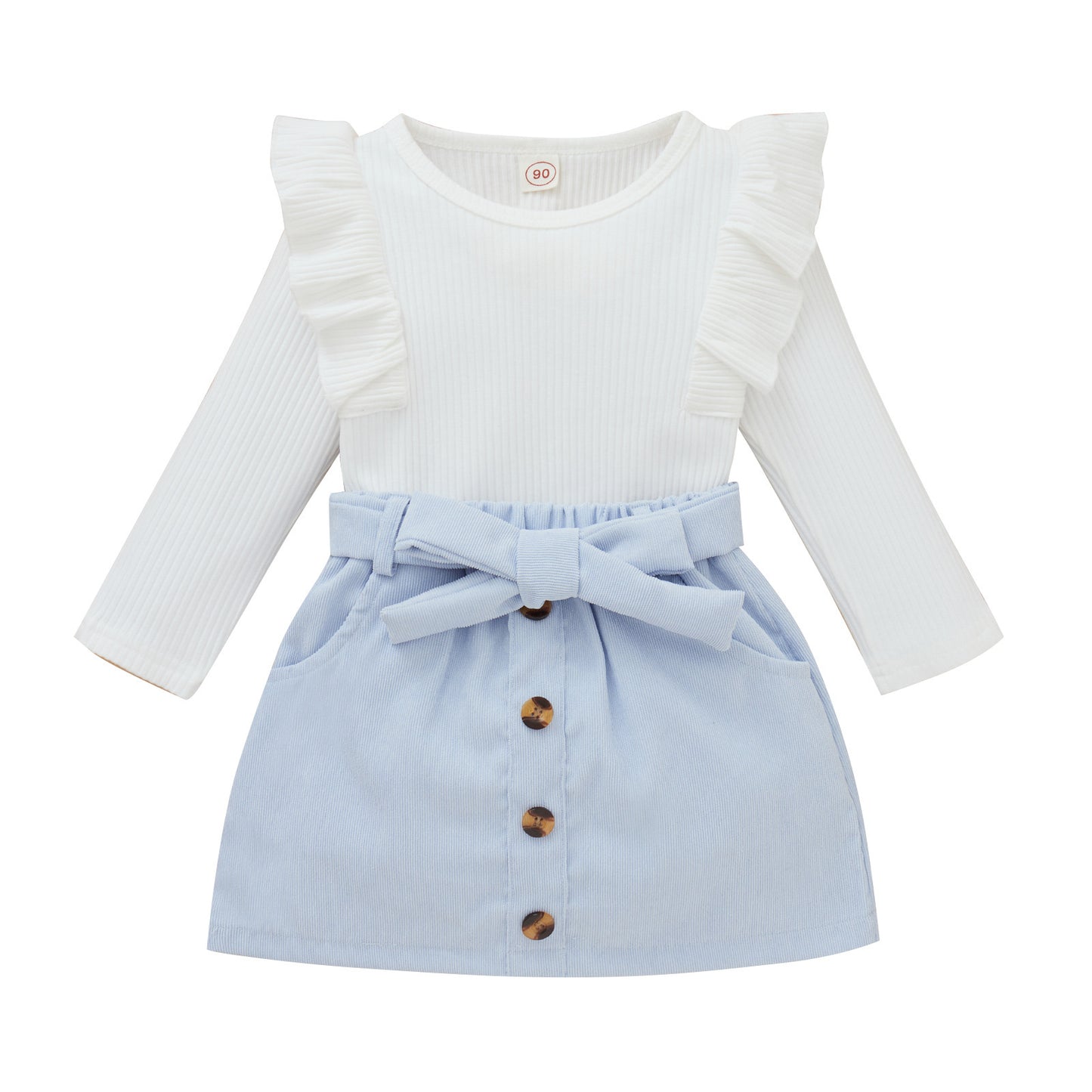 đ Ensemble Chic Fille â Haut CĂŽtelĂ© & Jupe NĆud