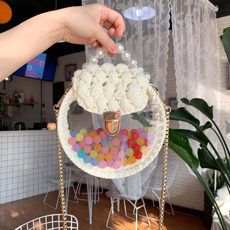 Handheld Pearl Lock Transparent Acrylic Line Diagonal Bag