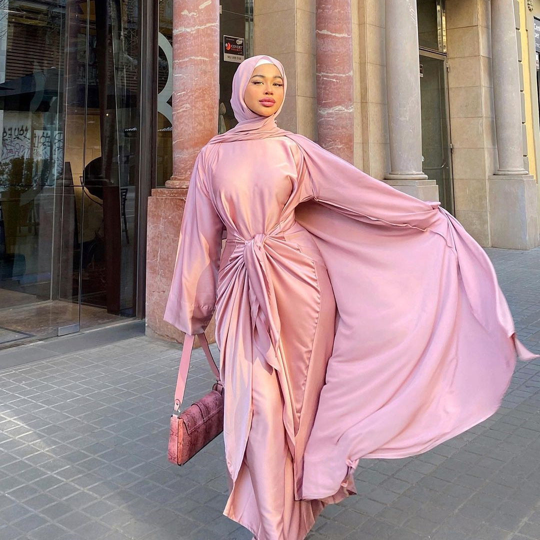 🌙 SALMA – Ensemble Modeste Élégance Satinée pour Femmes Musulmanes ✨