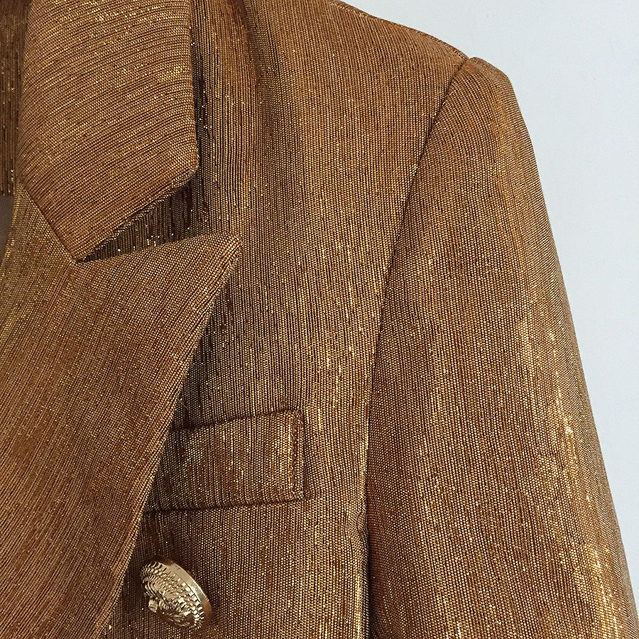 High-quality Blazer With Metal Lion Head Buckle Double-breasted Small Suit