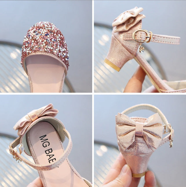 Girls' Leather Shoes Princess Shoes Crystal High Heels