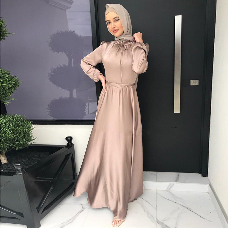 Robe Longue Femme Modeste – Style Moyen-Orient, Coupe Évasée Élégante