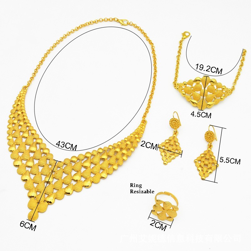 Nigeria Dubai 24k Gold Jewelry Suit