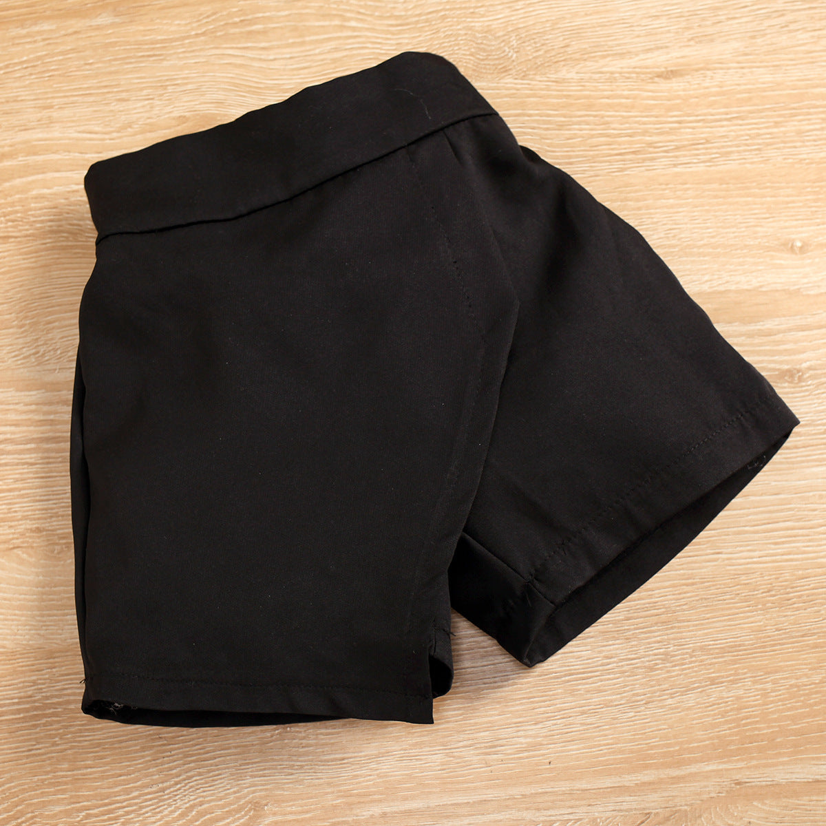 Girls Three-dimensional Flower Mesh Sleeve Cotton Top Black Skirt Pants Suit