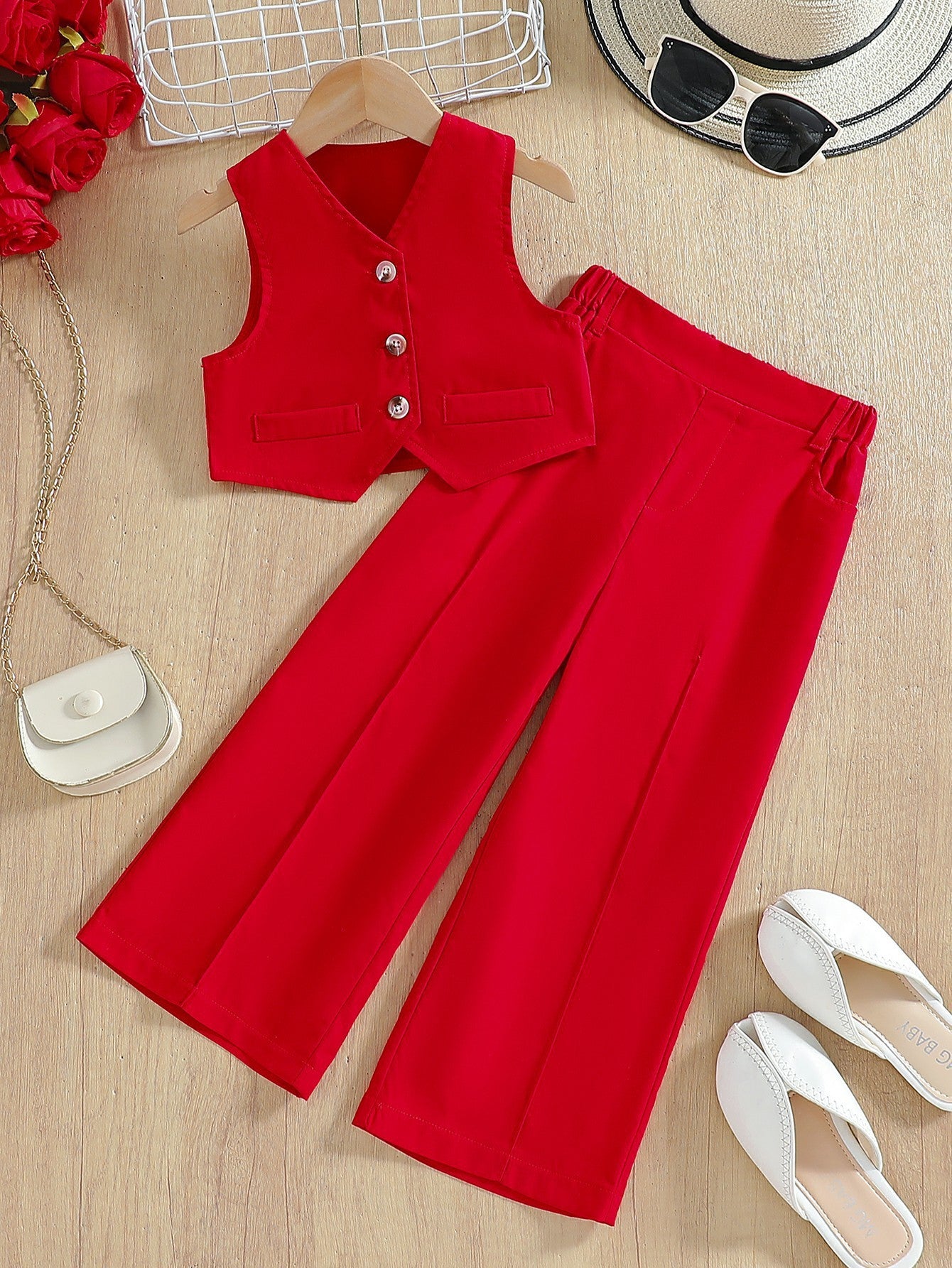 🌞 Débardeur & Pantalon Léger Fille (2 Pièces)