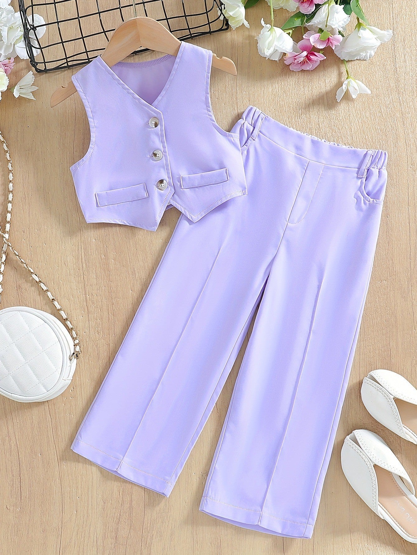 🌞 Débardeur & Pantalon Léger Fille (2 Pièces)
