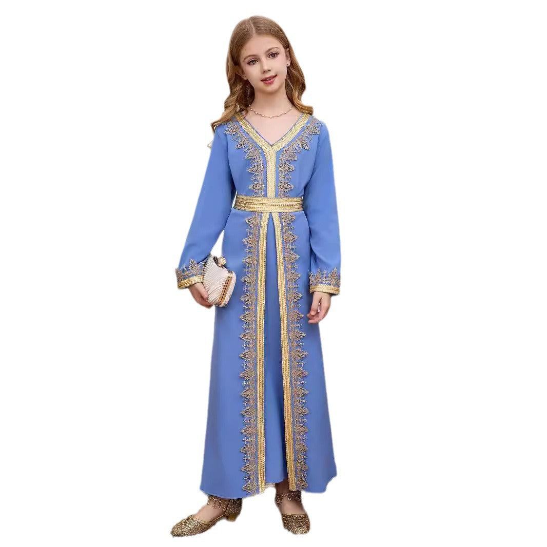 Children's Foreign Trade Dubai Girl Lace V-neck