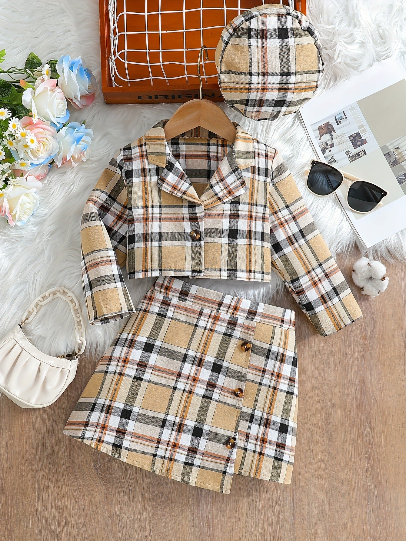 Plaid Short Skirt Two-piece Suit Casual