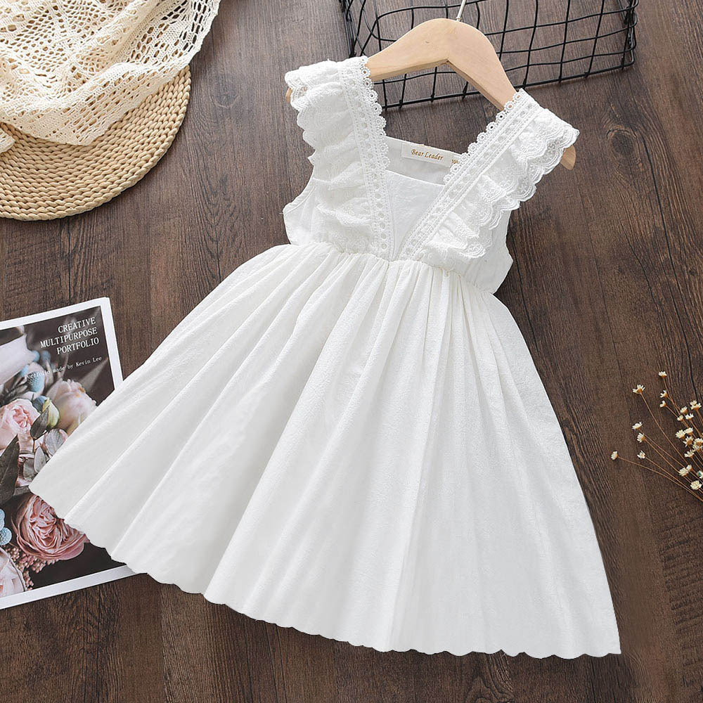 Robe Blanche Fille – Coton Doux et Élégance Pure