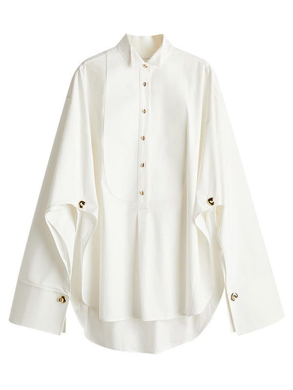 Women's Shirt Elegant Single-breasted Loose Lapels Irregular
