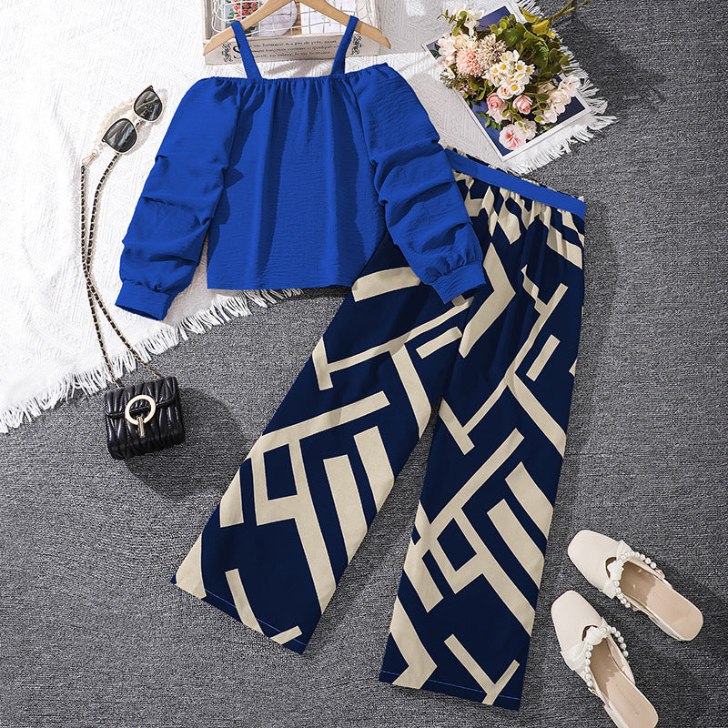 Chic British Haut à Manches Longues & Pantalon Imprimé