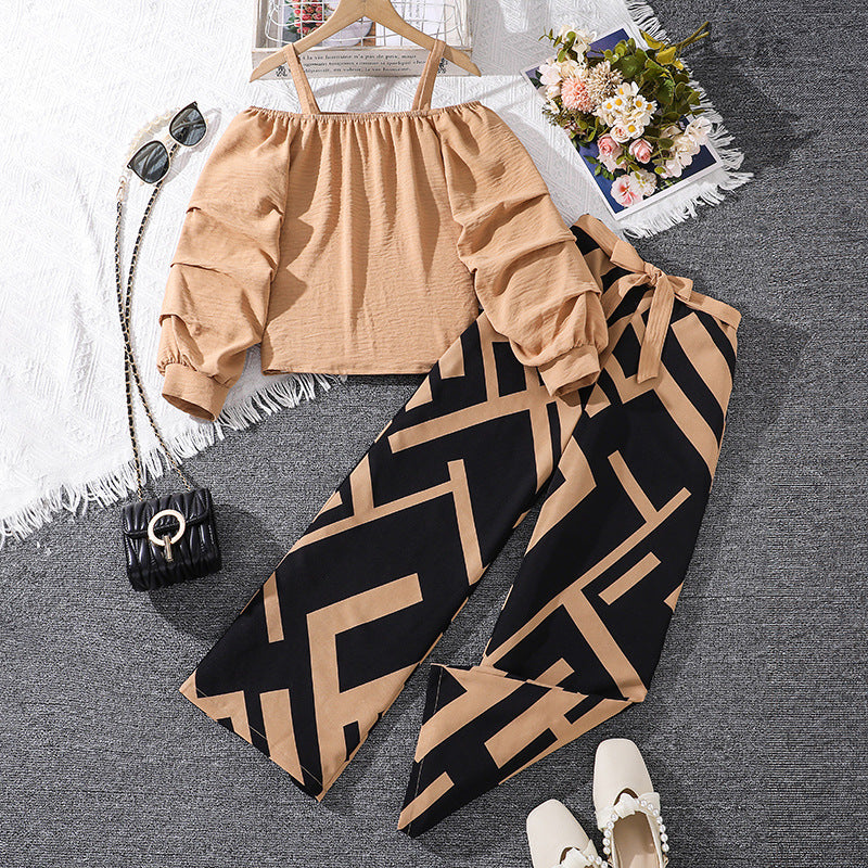Chic British Haut à Manches Longues & Pantalon Imprimé